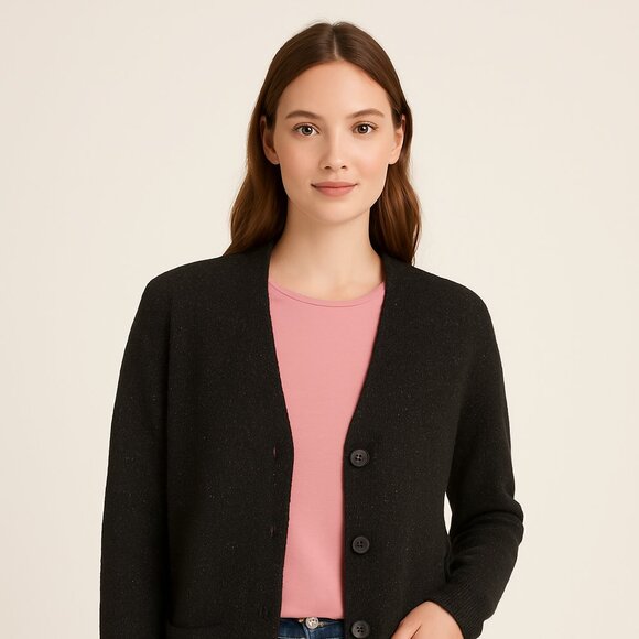 COS Women’s 100% Wool Speckled V-Neck Cardigan Sweater – Gray – Size XS - Picture 1 of 10